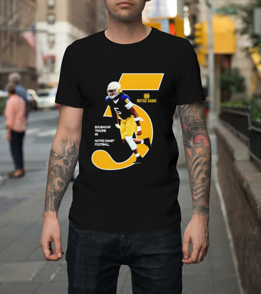 Boubacar Traore 5 Notre Dame Football Player NCAA Iconic Number T-Shirt