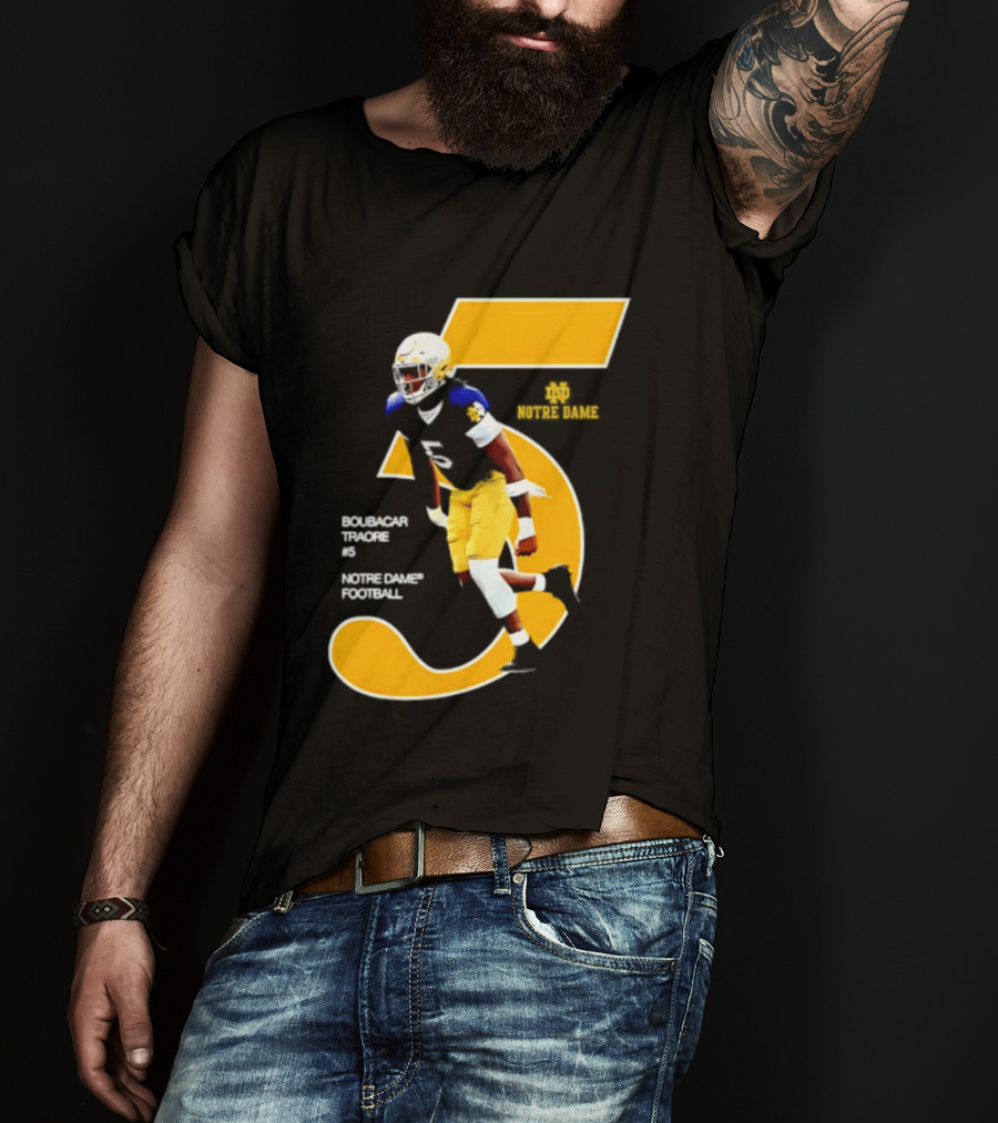 Boubacar Traore 5 Notre Dame Football Player NCAA Iconic Number T-Shirt
