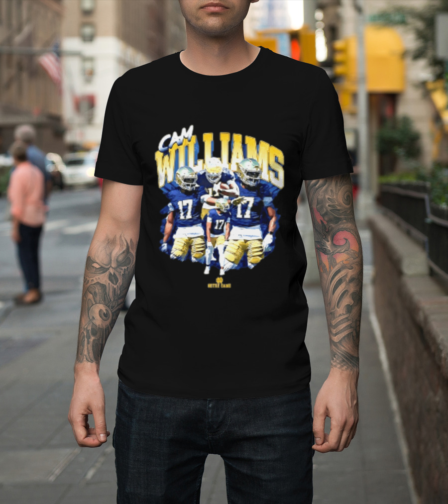 Cam Williams 17 Notre Dame NCAA Football Player Multiple Action Poses T-Shirt