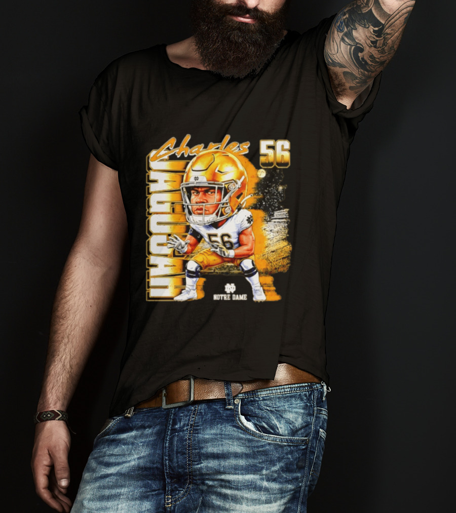 Charles Jagusah 56 Notre Dame Player NCAA Football Caricature T-Shirt