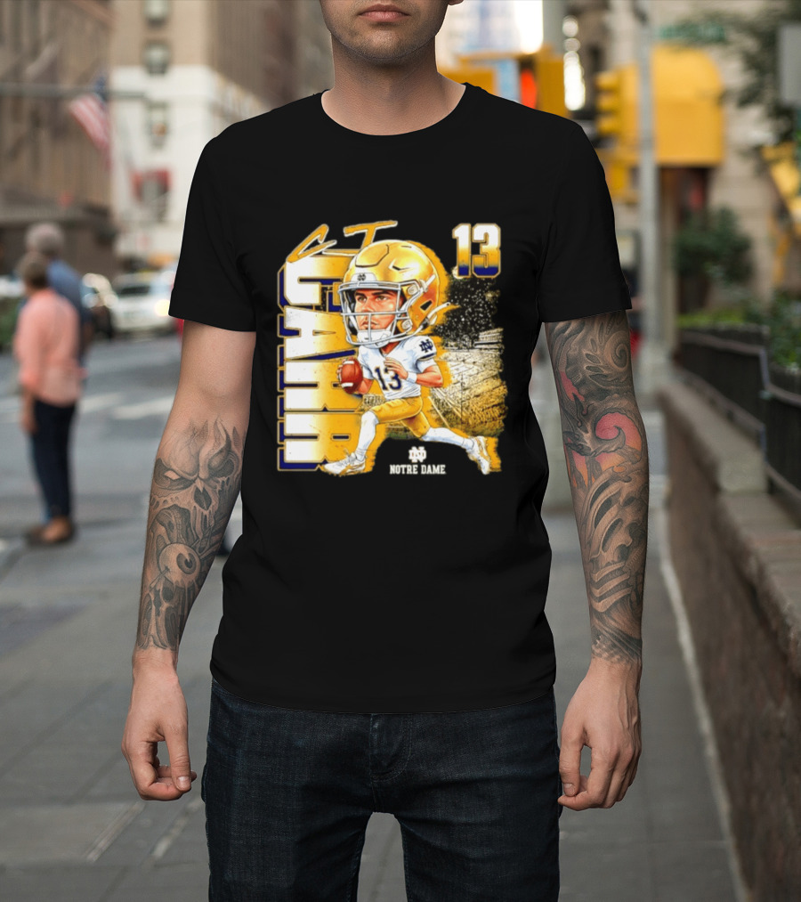 CJ Carr 13 Notre Dame Fighting Irish Football Player Caricature T-Shirt