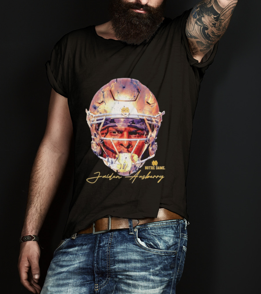 Notre Dame NCAA Football Helmet Jaiden Ausberry Swag Head T-Shirt