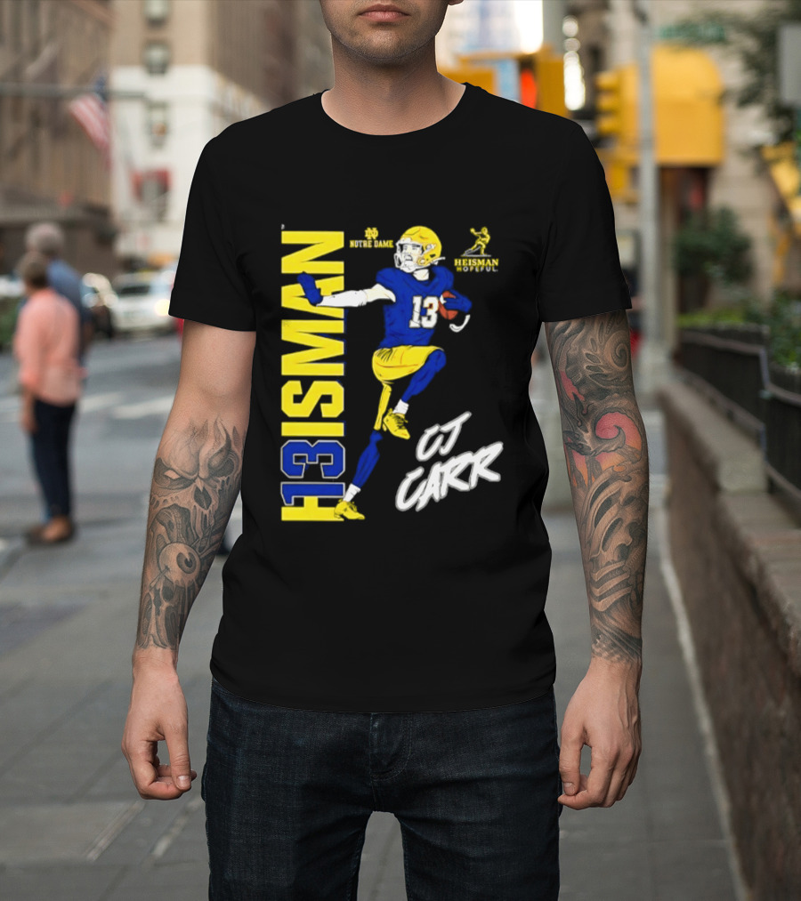 Notre Dame Football CJ Carr Heisman 13 NCAA T-Shirt