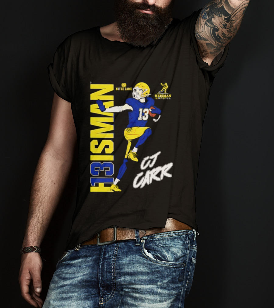 Notre Dame Football CJ Carr Heisman 13 NCAA T-Shirt