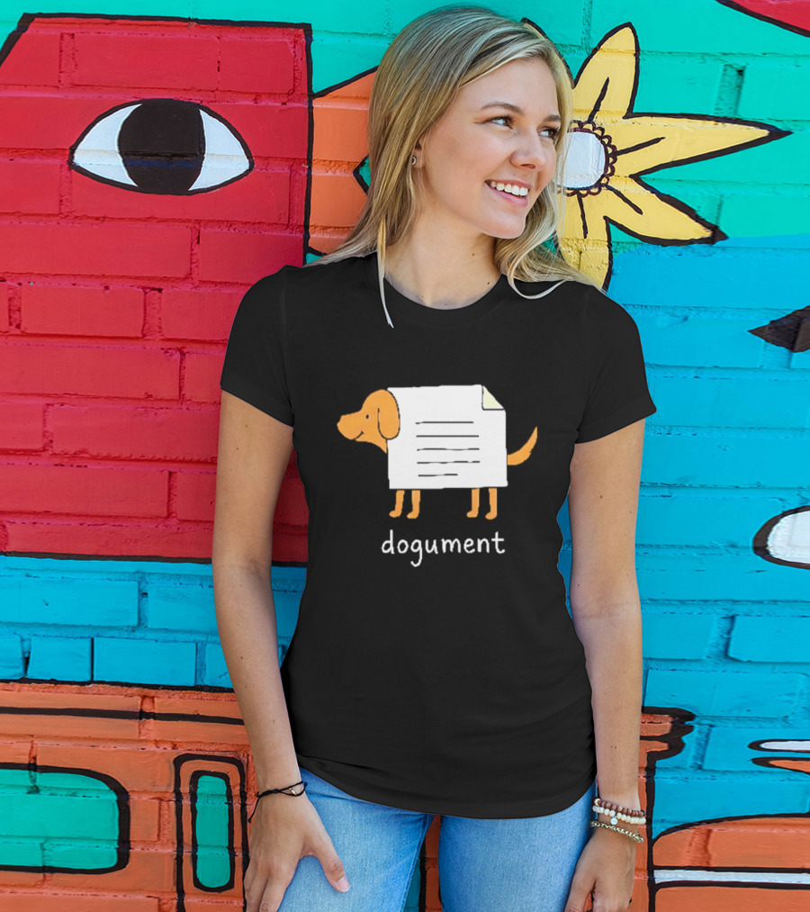 Dogument Pun Dog Document Office Humor T-Shirt