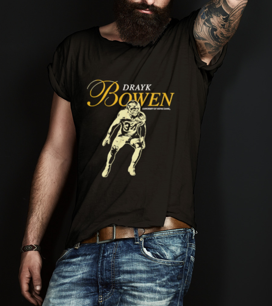 Drayk Bowen 34 Notre Dame NCAA Football Player T-Shirt