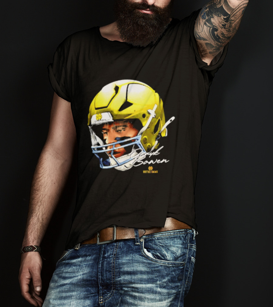 Notre Dame Drayk Bowen NCAA Football Headgear Fan Gear T-Shirt