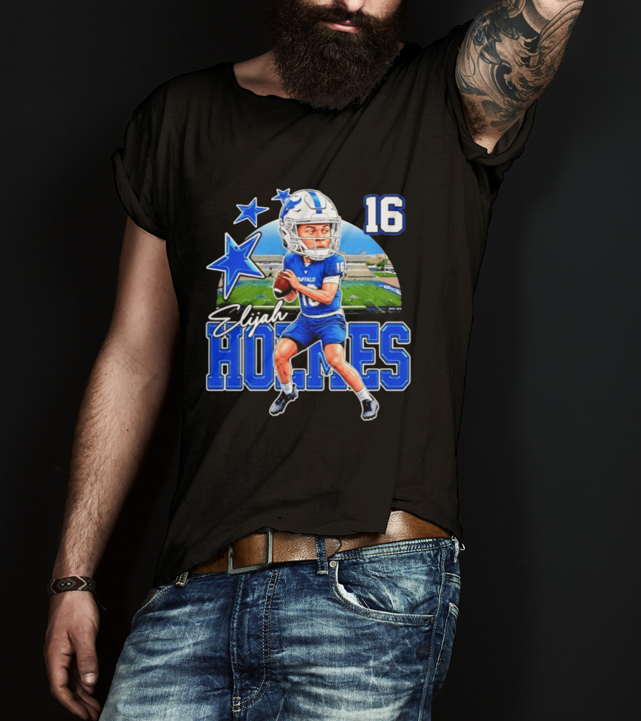 Elijah Holmes 16 Buffalo Bulls NCAA Football Caricature T-Shirt