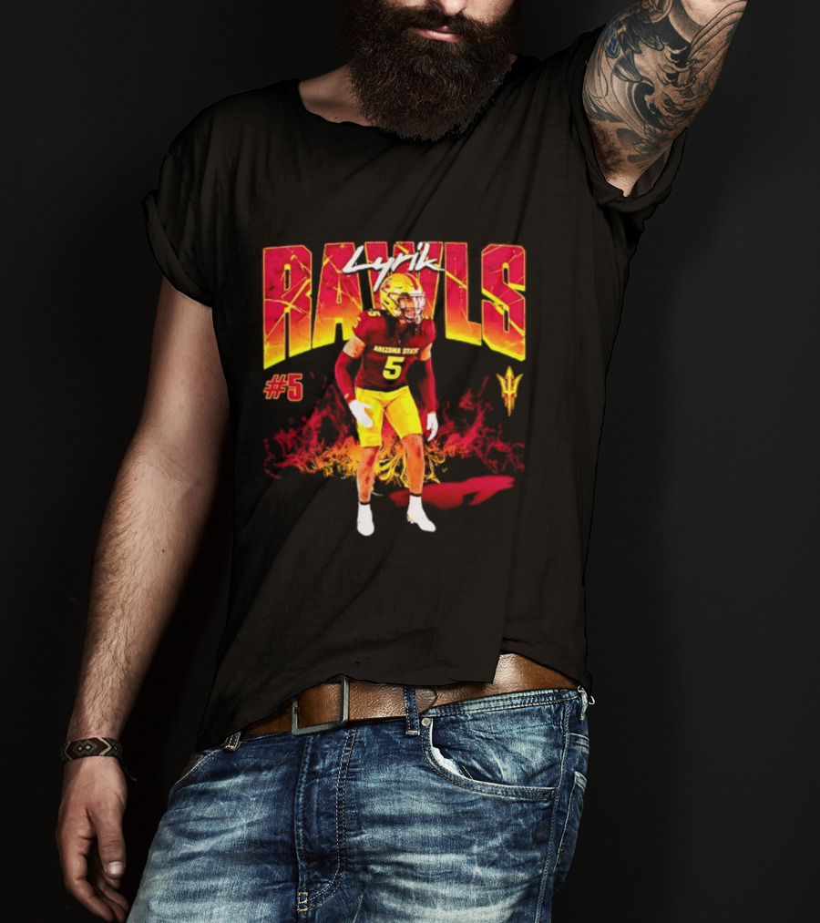 Lyrik Rawls #5 Arizona State Football Player Graphic With Sun Devils T-Shirt