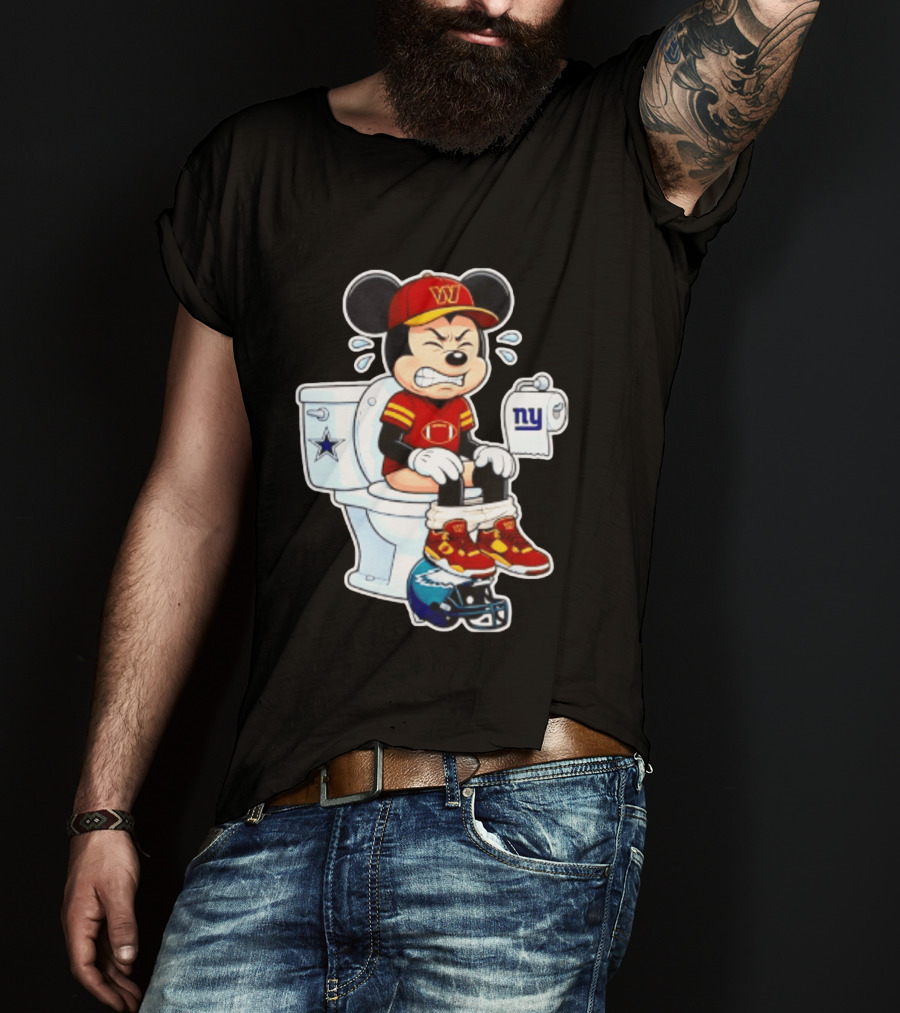 Mickey Toilet Washington W Frustrated Cowboys Giants Eagles Football Rivalry T-Shirt