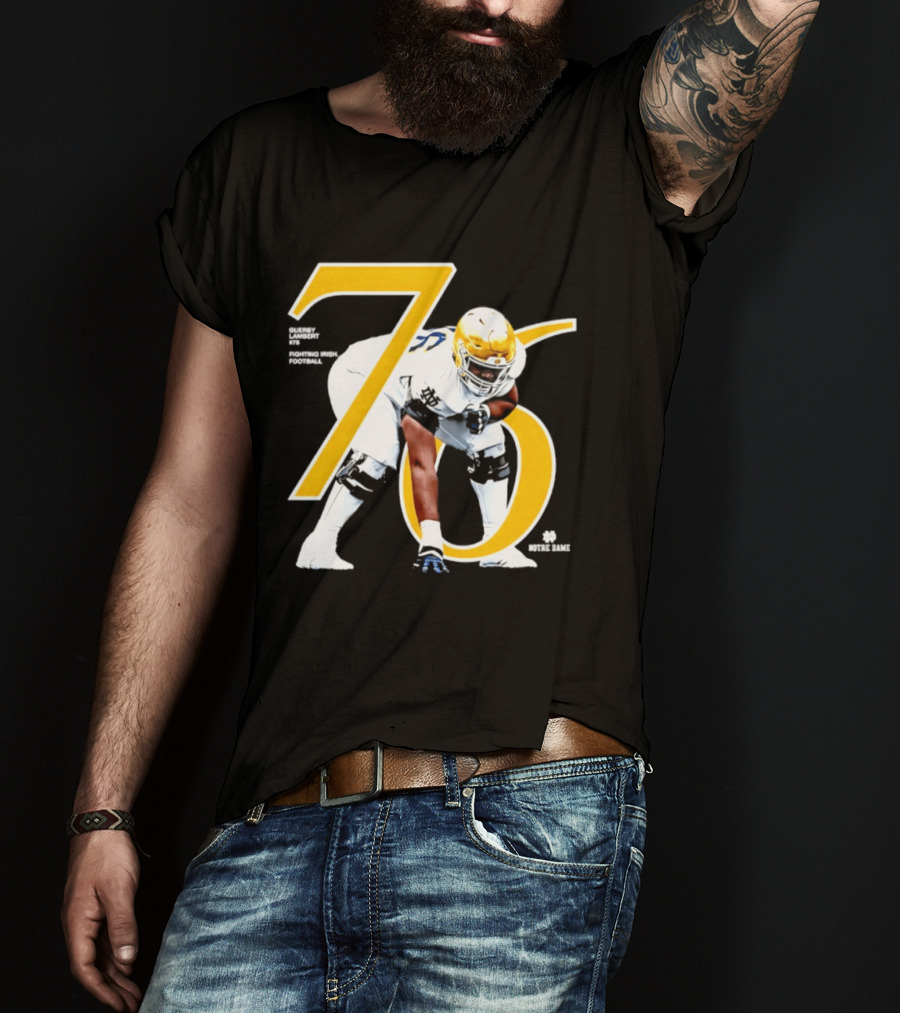Notre Dame Football Player Number 76 Guerby Lambert NCAA T-Shirt