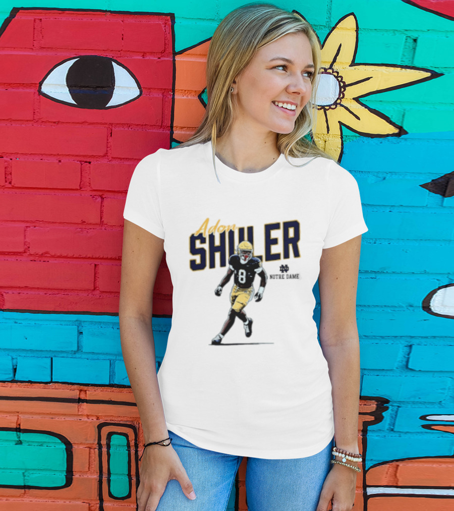 Adon Shuler 8 Notre Dame NCAA Football Caricature Player T-Shirt