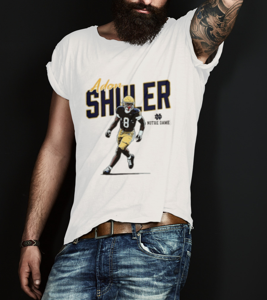Adon Shuler 8 Notre Dame NCAA Football Caricature Player T-Shirt