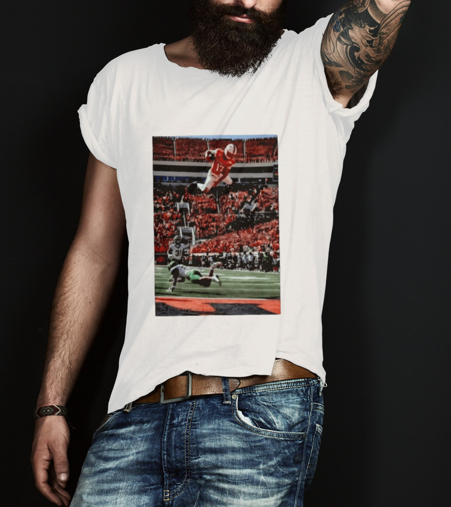 Brennan Presley Oklahoma State Cowboys Touchdown Football Action Stadium Scene T-Shirt