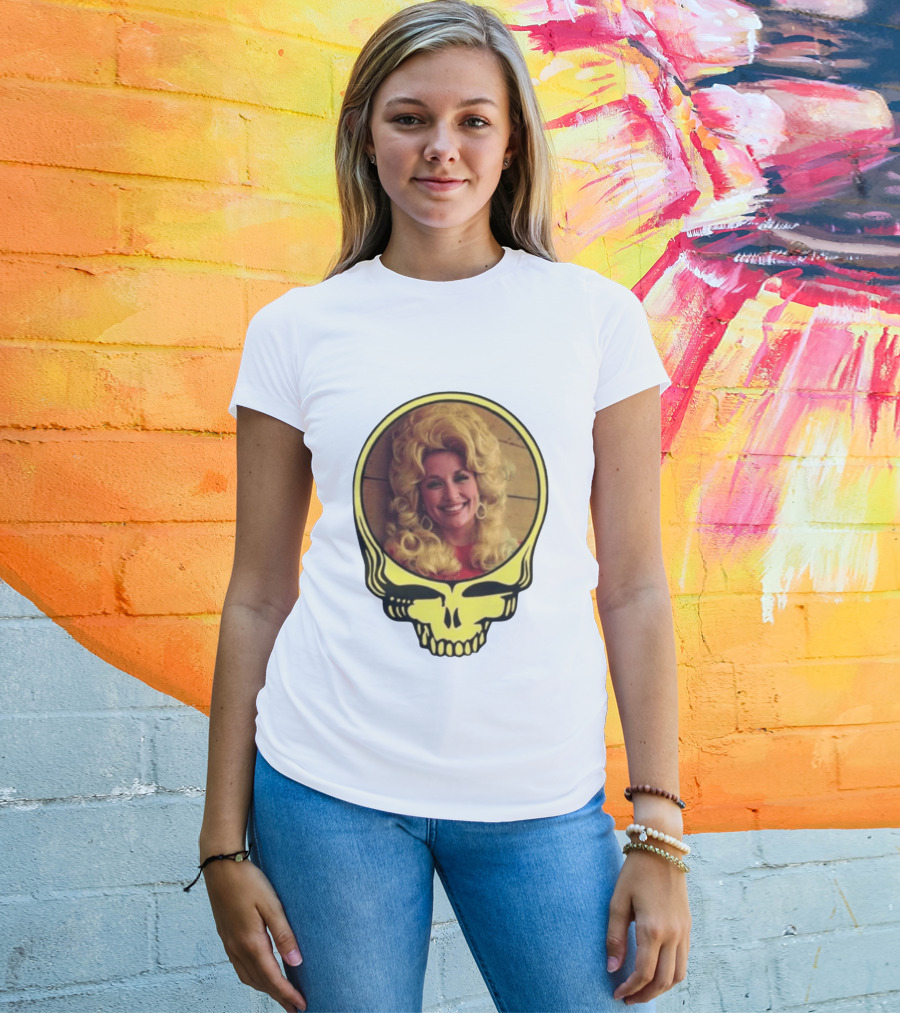 Dolly Parton Grateful Dead Skull Motif T-Shirt