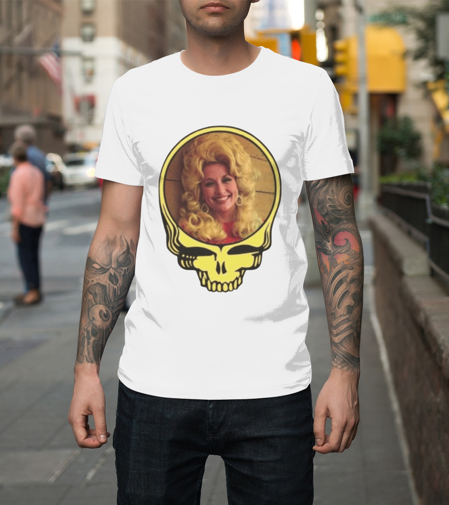 Dolly Parton Grateful Dead Skull Motif T-Shirt