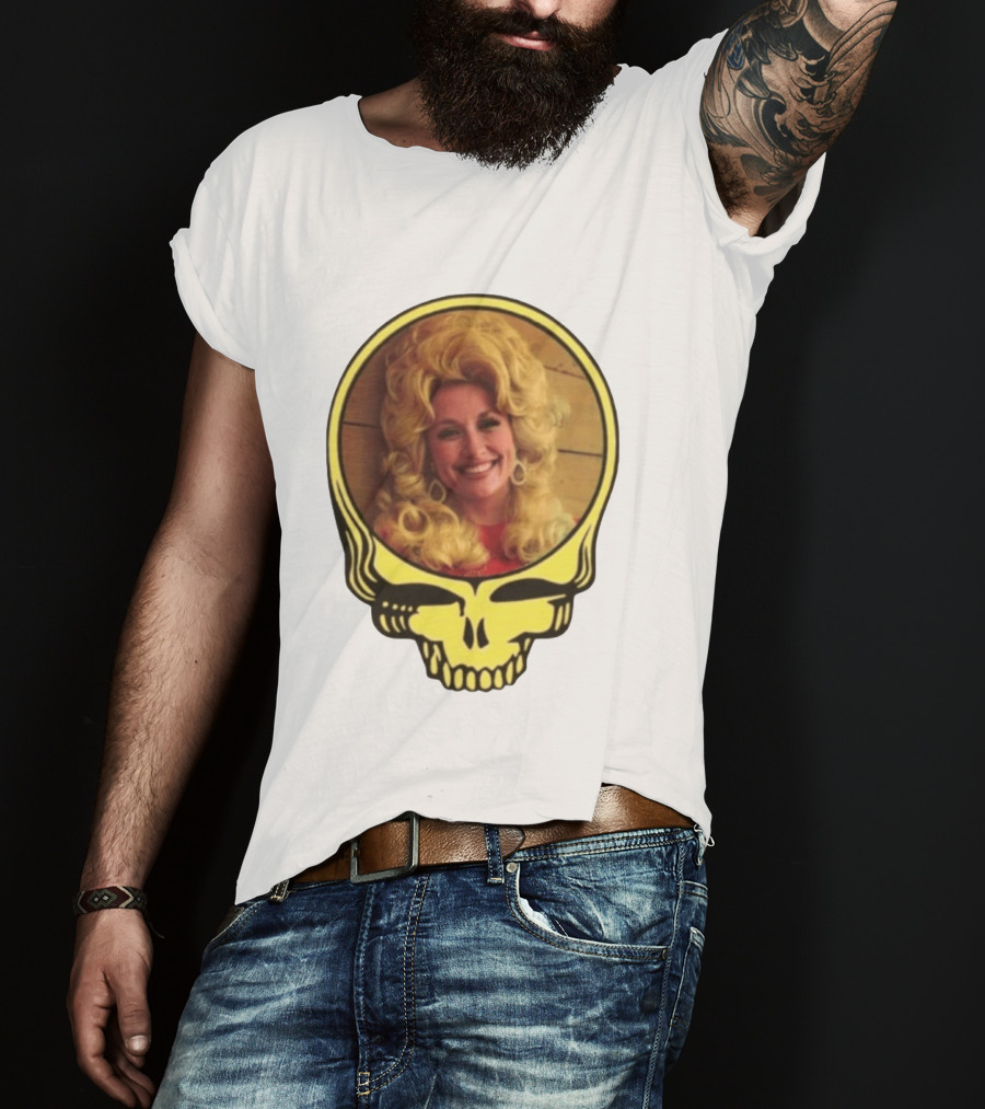 Dolly Parton Grateful Dead Skull Motif T-Shirt