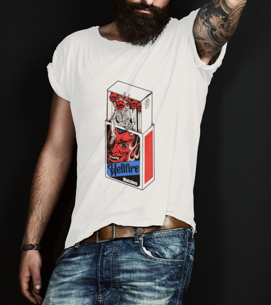 Hellfire Matches Devil Skeleton Occult Red Skull T-Shirt