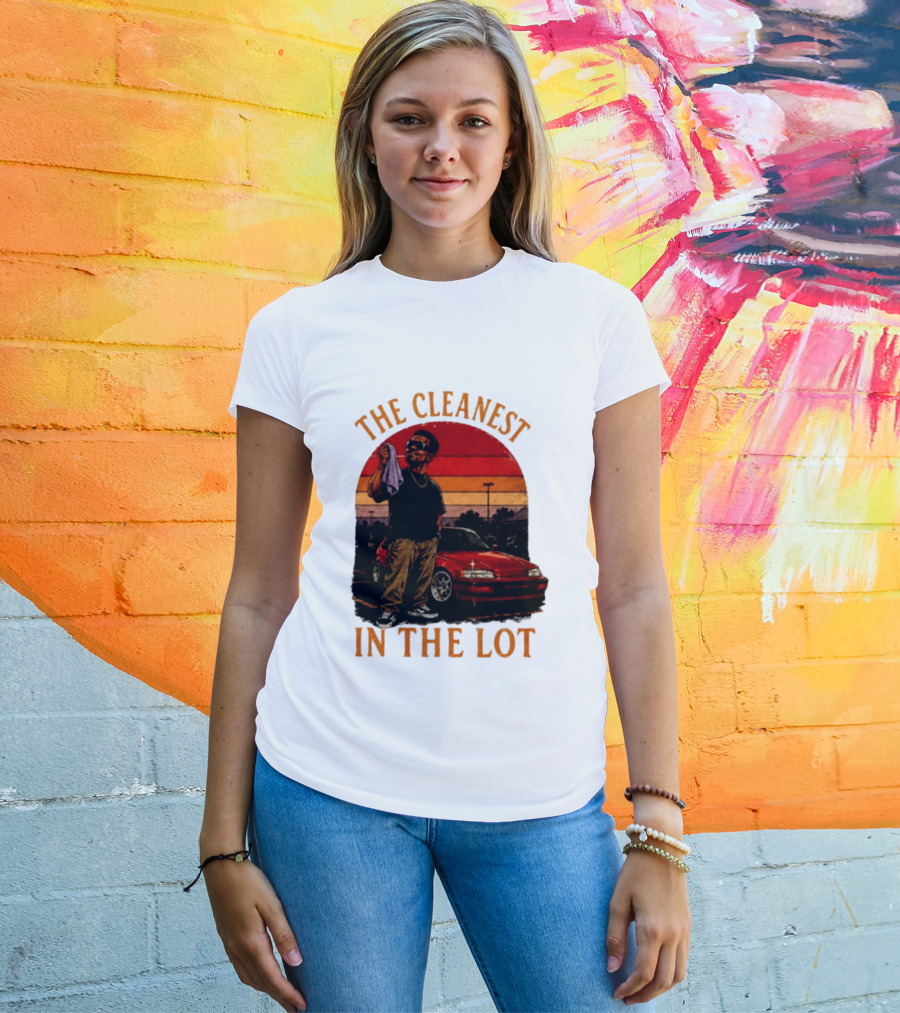 The Cleanest In The Lot Retro Car Enthusiast Sunset Scene T-Shirt