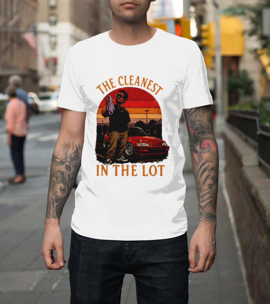 The Cleanest In The Lot Retro Car Enthusiast Sunset Scene T-Shirt