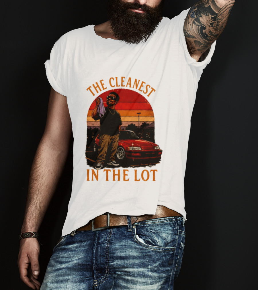 The Cleanest In The Lot Retro Car Enthusiast Sunset Scene T-Shirt