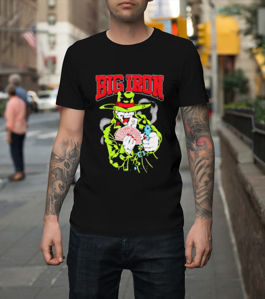 Big Iron Joker Cowboy Western Playing Cards T-Shirt