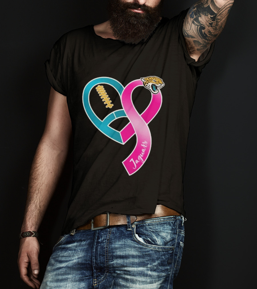 Jacksonville Jaguars Breast Cancer Awareness Heart Ribbon 2026 T-Shirt