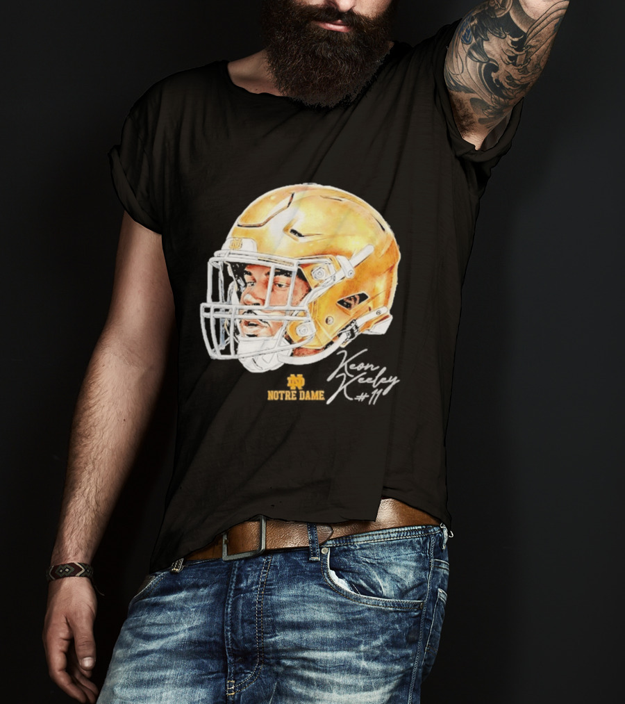 Keon Keeley 11 Notre Dame Football Helmet Swag T-Shirt