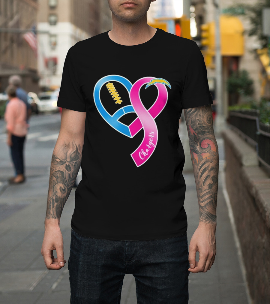 Los Angeles Chargers Breast Cancer Awareness Heart Ribbon 2026 T-Shirt