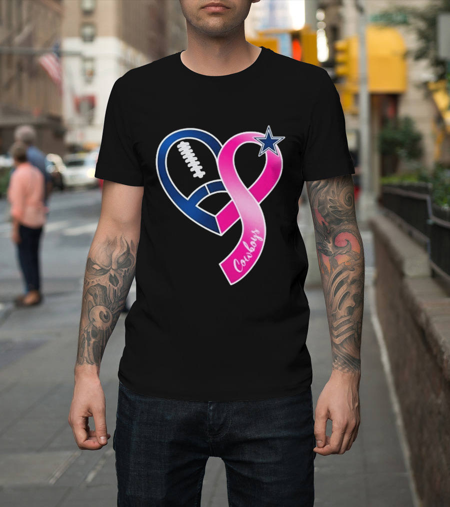 Dallas Cowboys Pink Ribbon Heart Breast Cancer Awareness 2026 T-Shirt