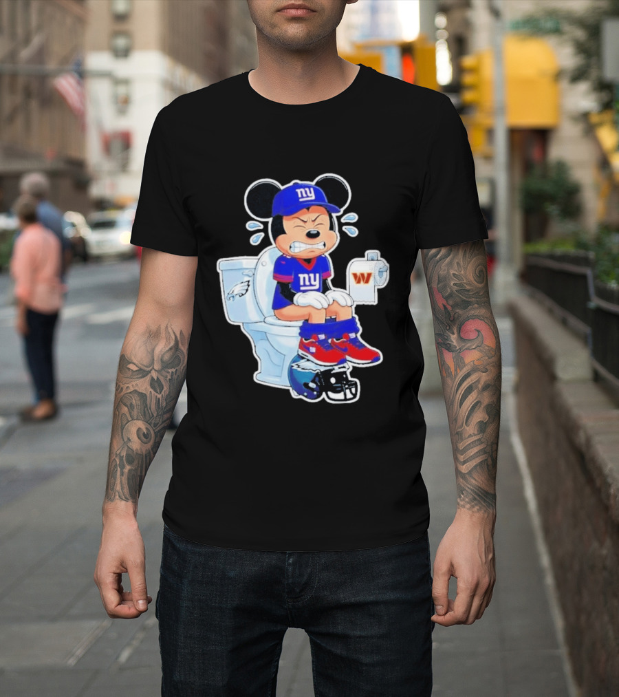 Mickey New York Giants Toilet Eagles Commanders Football Helmet T-Shirt