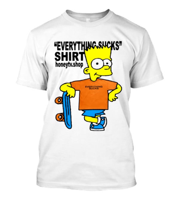 Bart Simpson Everything Sucks Skateboard Homage The Simpsons T-Shirt