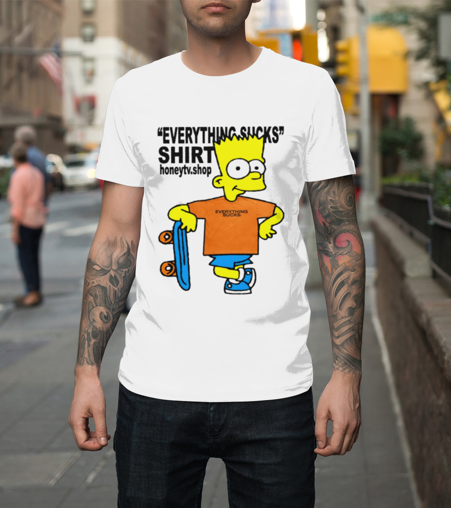 Bart Simpson Everything Sucks Skateboard Homage The Simpsons T-Shirt