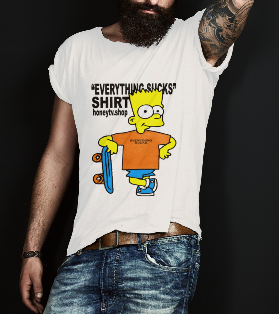 Bart Simpson Everything Sucks Skateboard Homage The Simpsons T-Shirt