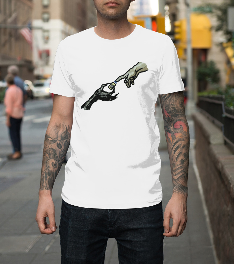 Michelangelo Creation Of Adam Vaccine Hand T-Shirt