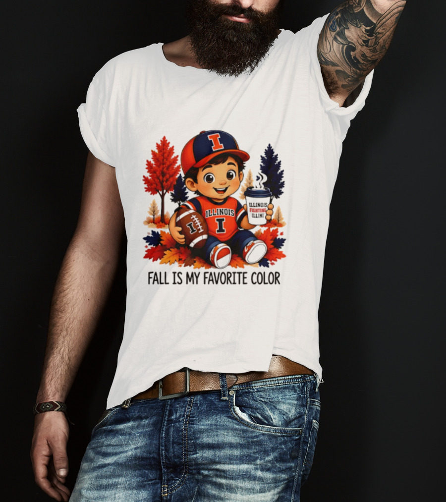 Illinois Fighting Illini Fall Is My Favorite Color Football Kid T-Shirt