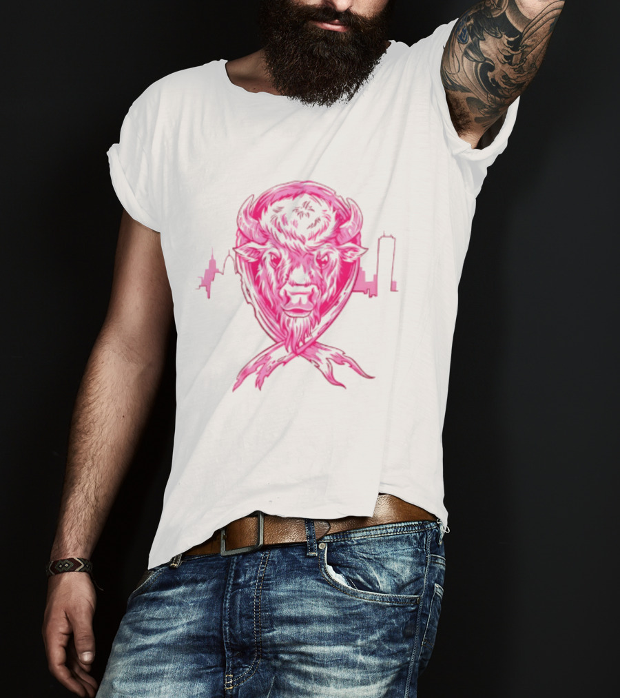 Making Strides 2026 Buffalo Mafia Pink Ribbon Skyline T-Shirt
