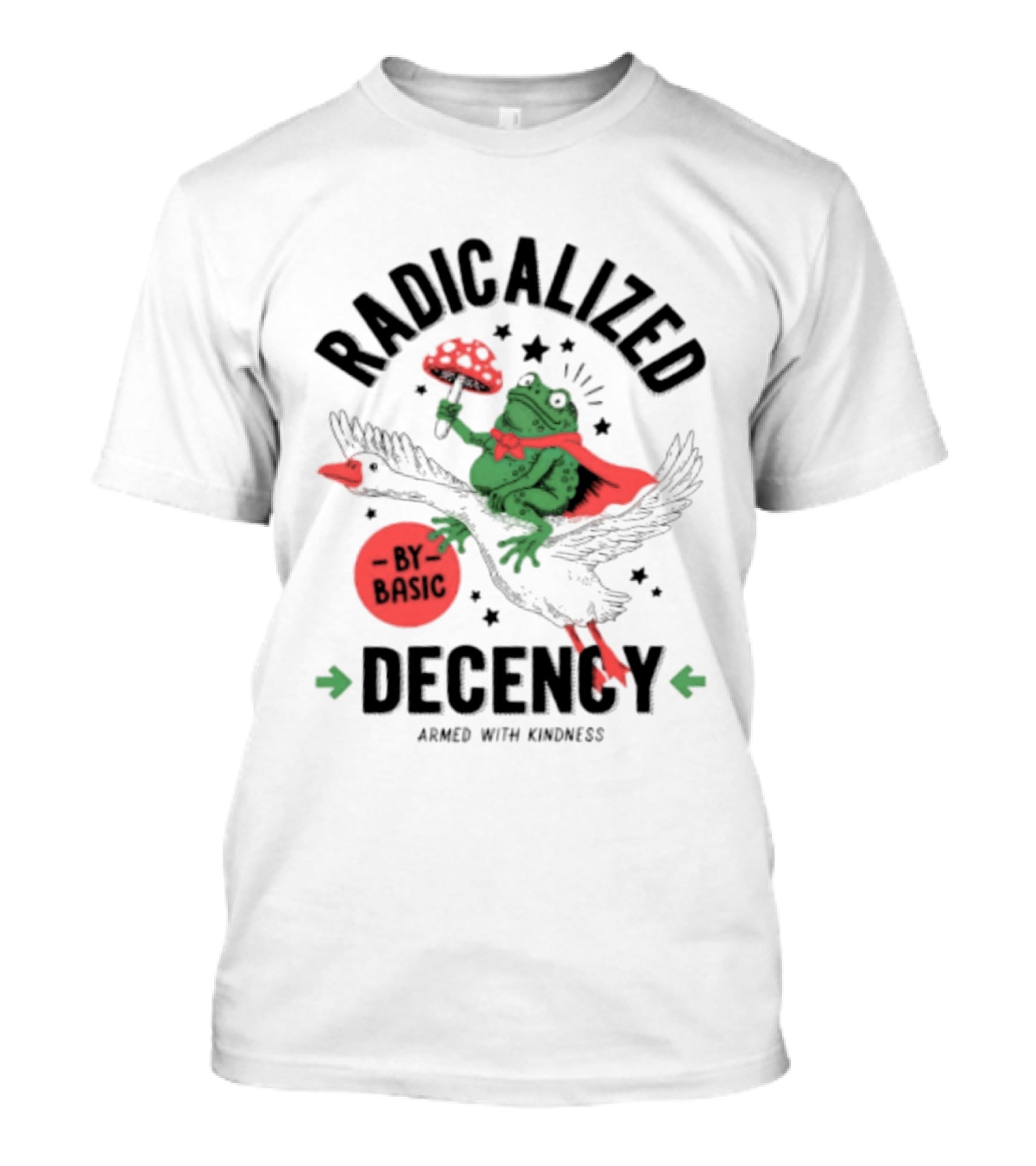 Radicalized By Basic Decency Frog With Flowers Armed With Kindness T-Shirt