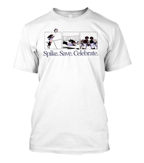 Spike Save Celebrate Dachshund Volleyball Comic Panels T-Shirt