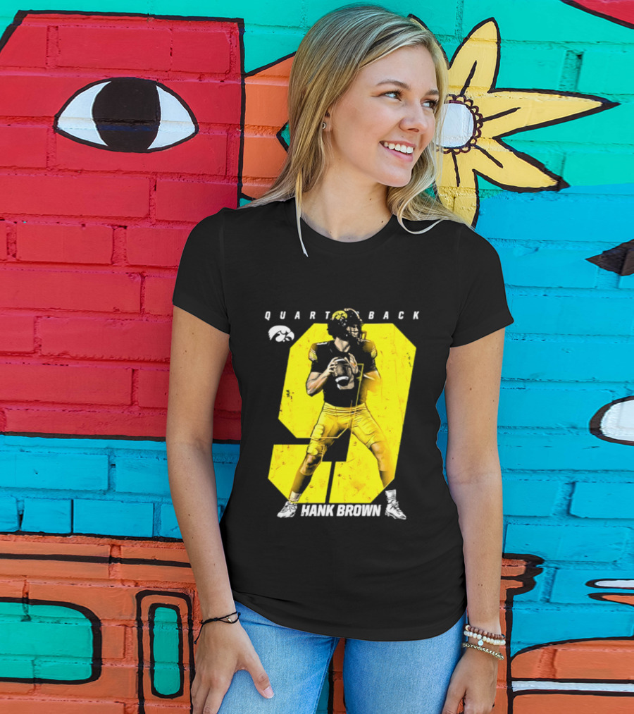 Hank Brown 9 Iowa Hawkeyes NCAA Football Quarterback Player Number T-Shirt