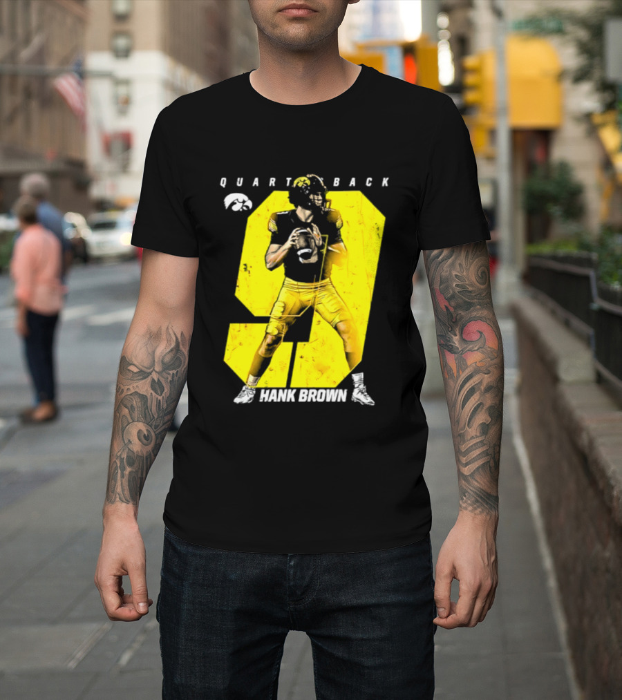 Hank Brown 9 Iowa Hawkeyes NCAA Football Quarterback Player Number T-Shirt