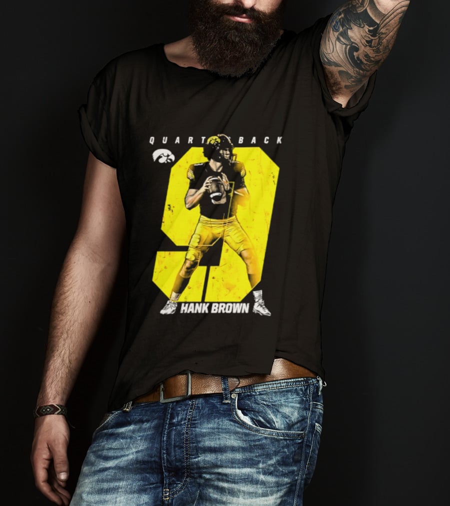 Hank Brown 9 Iowa Hawkeyes NCAA Football Quarterback Player Number T-Shirt