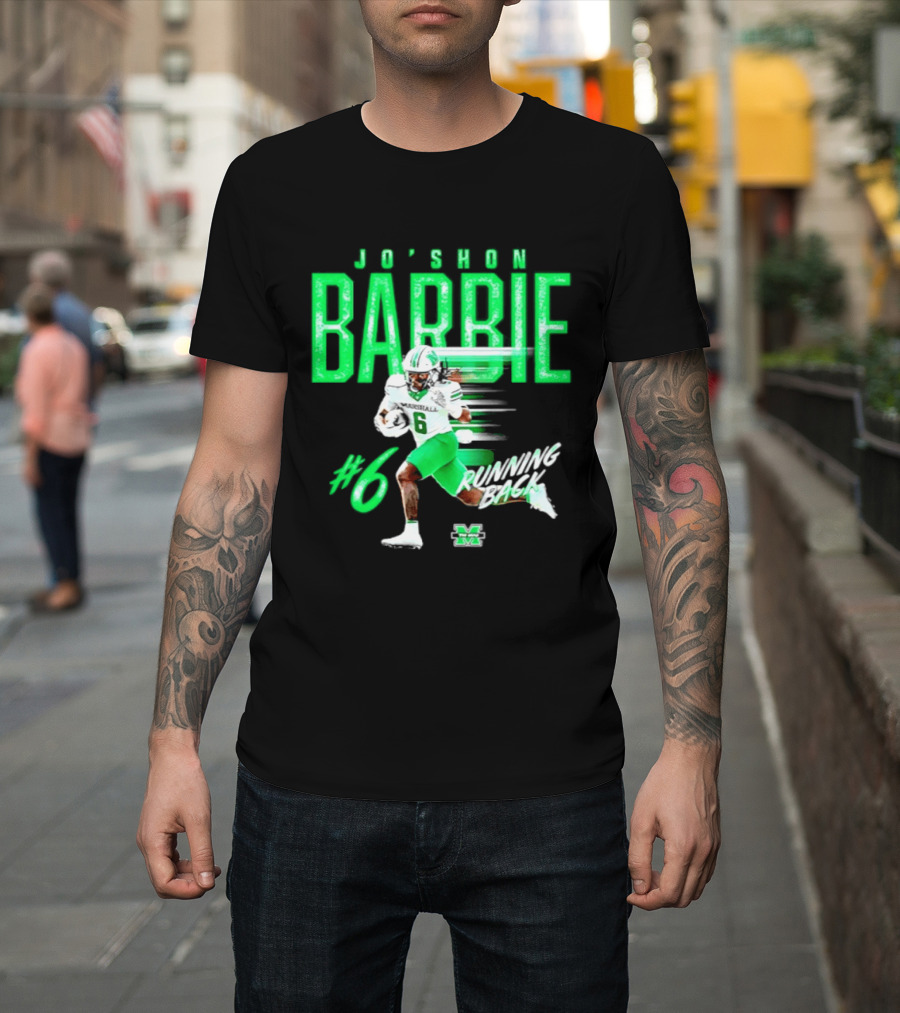 Jo'shon Barbie 6 Marshall Thundering Herd Running Back NCAA Football Player T-Shirt