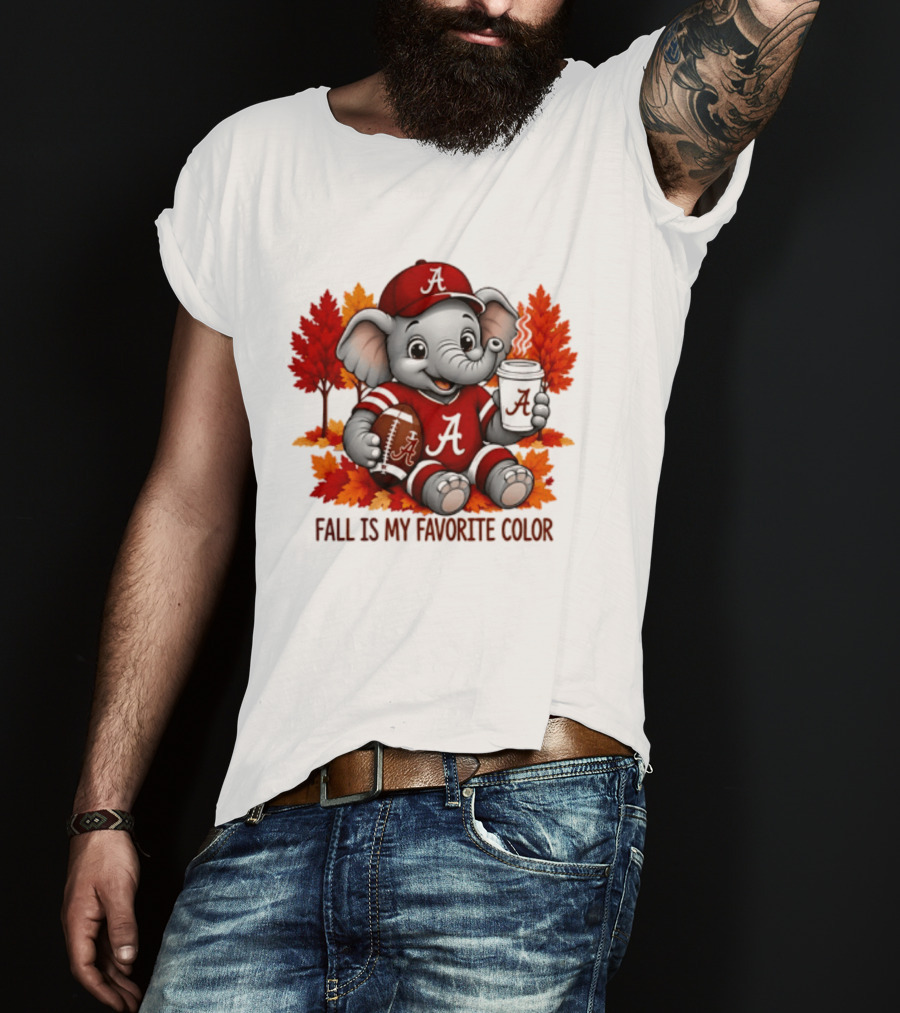 Alabama Crimson Tide Elephant Fall Is My Favorite Color Football Leaves T-Shirt