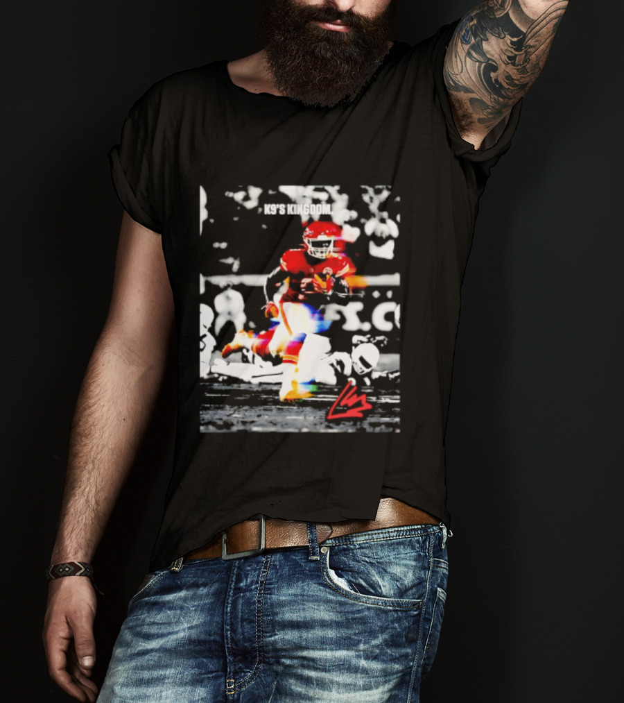 Kansas City Chiefs Kenneth Walker III K9's Kingdom Football Player In Action T-Shirt