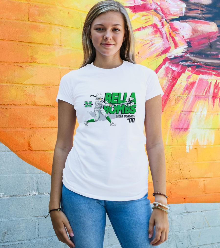 Marshall Thundering Herd Bella Bombs Bella Gerlach #00 NCAA Softball T-Shirt