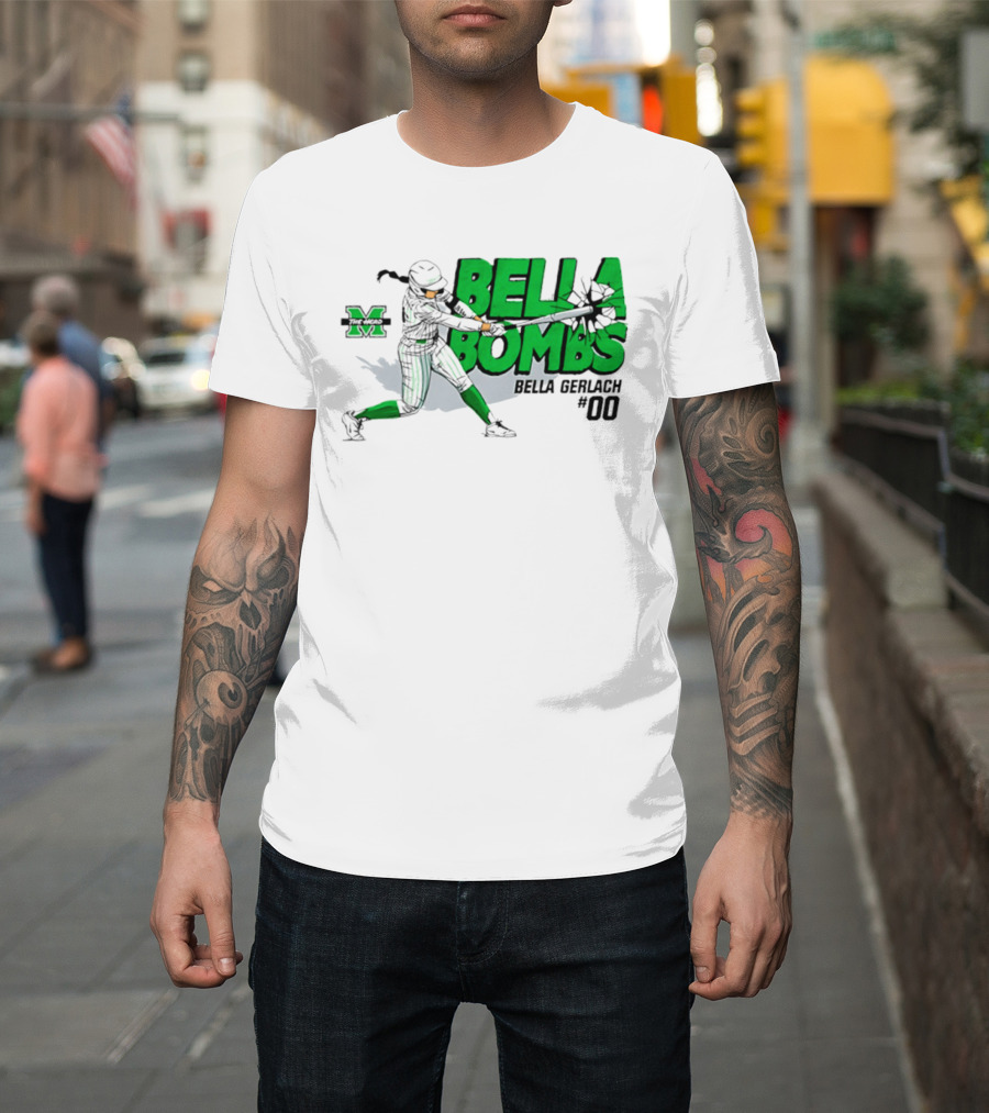Marshall Thundering Herd Bella Bombs Bella Gerlach #00 NCAA Softball T-Shirt