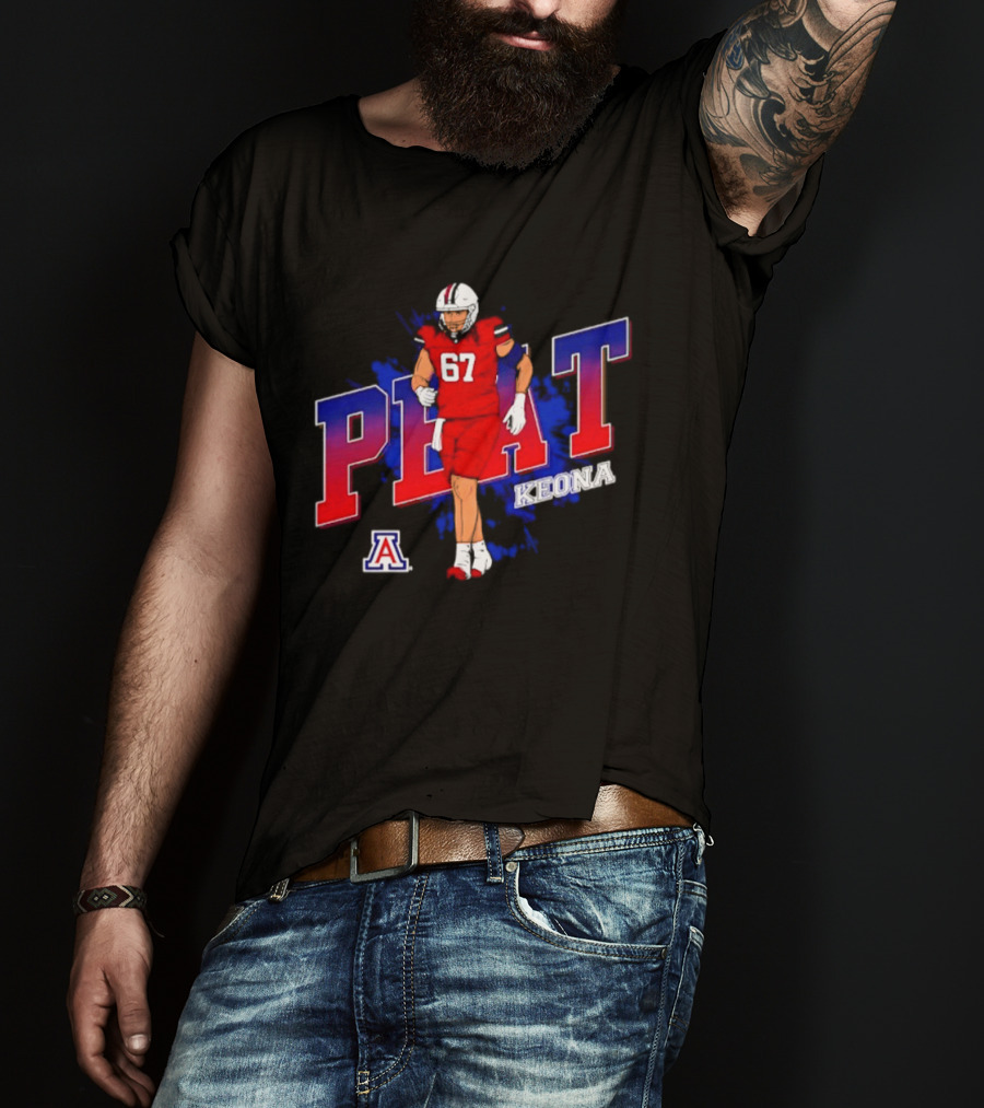 Arizona Wildcats Keona Peat 67 NCAA Football Player Caricature T-Shirt