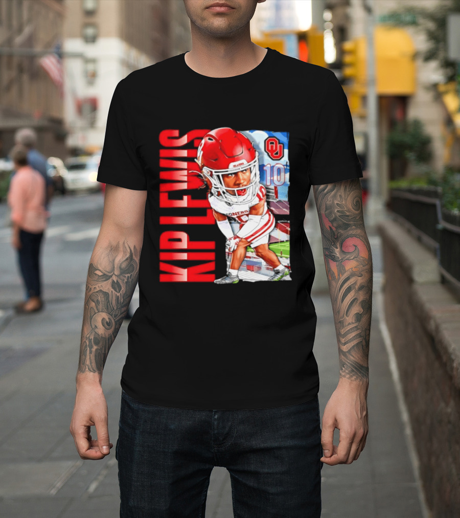 Kip Lewis 10 Oklahoma Sooners NCAA Football Player Caricature T-Shirt