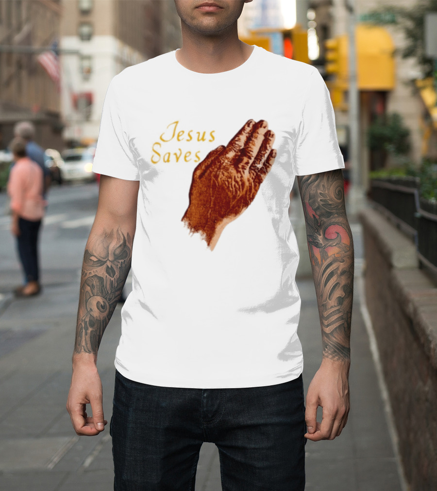 Jesus Saves Praying Hands Religious Faith Christian T-Shirt